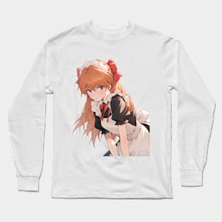 Asuka Langley Soryu Neon Genesis Evangelion Maid Dress Long Sleeve T-Shirt